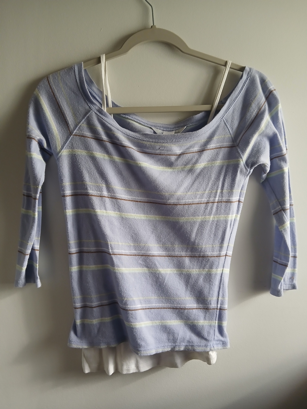 Aeropostale Light Purple Striped Boatneck Long Sleeve Top